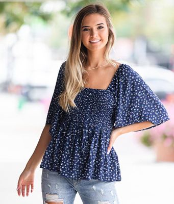 Willow & Root Floral Peplum Blouse