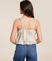 Metallic Embroidered Floral Chiffon Tank Top