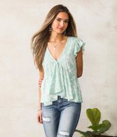 Willow & Root Floral Deep V-Neck Top