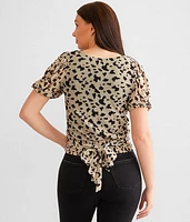 Animal Print Mesh Top