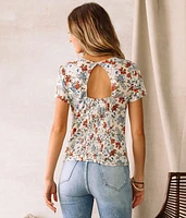 Floral Double Keyhole Top