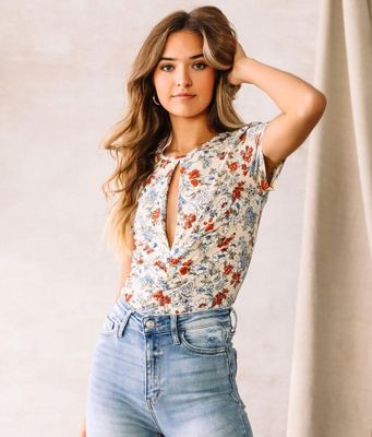 Willow & Root Floral Double Keyhole Top
