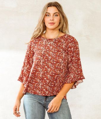 Willow & Root Open Ruffle Back Top