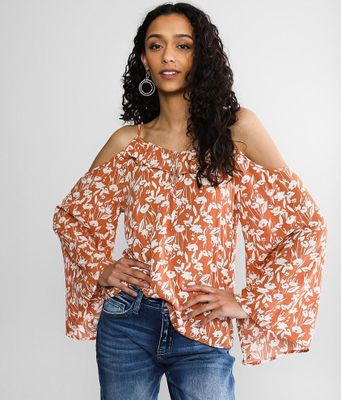 Willow & Root Floral Cold Shoulder Top