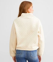 Quilted Mock Neck Pullover