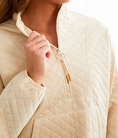 Quilted Mock Neck Pullover