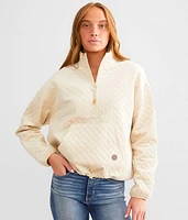 Quilted Mock Neck Pullover