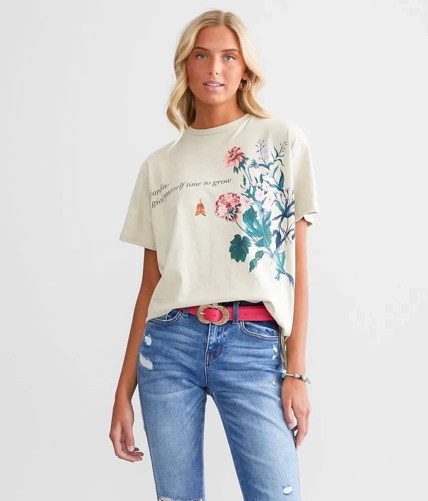 Modish Rebel Abstract Flowers T-Shirt