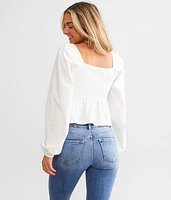 Rosette Cropped Peplum Top