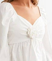Rosette Cropped Peplum Top