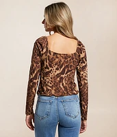 Cheetah Split Front Top