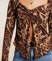 Cheetah Split Front Top