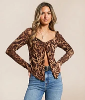 Cheetah Split Front Top