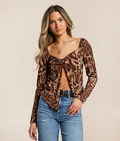 Cheetah Split Front Top