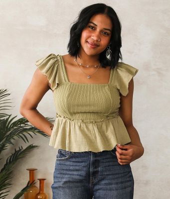 Willow & Root Pieced Peplum Cropped Top