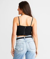 Ruched Mesh Cropped Tank Top