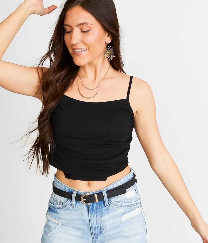 Willow & Root Ruched Mesh Cropped Tank Top