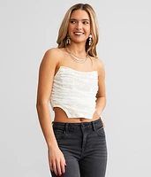 Lace Overlay Corset Cropped Tank Top