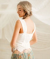 Tonal Jacquard Eyelash Cropped Tank Top