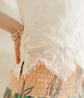 Tonal Jacquard Eyelash Cropped Tank Top