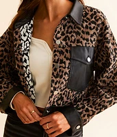 Faux Leather Cropped Cheetah Jacket