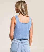 Denim Front Tie Cropped Tank Top