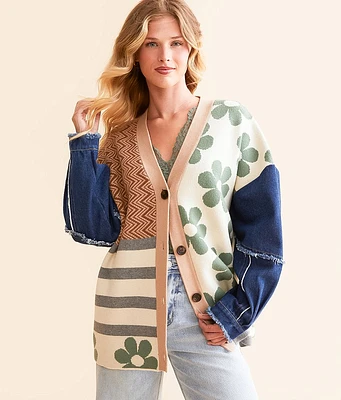 Pieced Cardigan Sweater