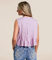 Pleated Front Tie Tank Top