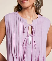 Pleated Front Tie Tank Top