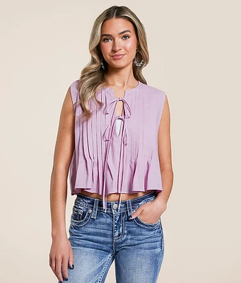 Pleated Front Tie Tank Top