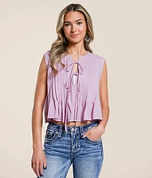 Pleated Front Tie Tank Top