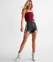 Ultra High Rise Rhinestone Fringe Short