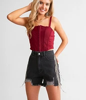 Ultra High Rise Rhinestone Fringe Short