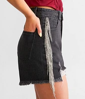 Ultra High Rise Rhinestone Fringe Short