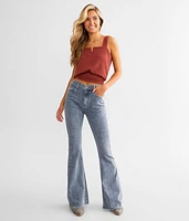 Rhinestone Ultra High Rise Flare Stretch Jean