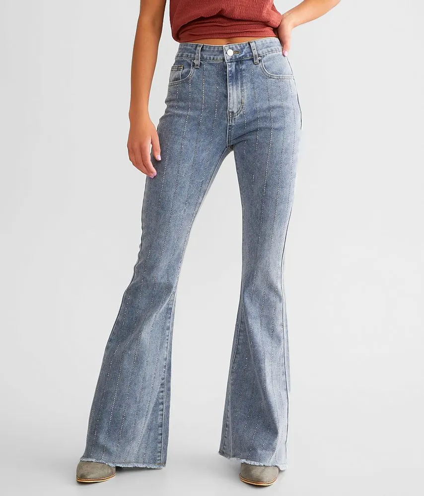 Low Waisted Rhinestone Flare Jeans – PROD