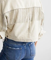 Rhinestone Fringe Corduroy Jacket