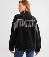 Rhinestone Fringe Corduroy Jacket
