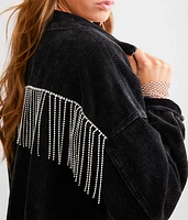 Rhinestone Fringe Corduroy Jacket