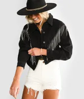 Blue B Rhinestone Fringe Denim Jacket