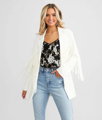 Blue B Faux Suede Fringe Blazer