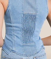 Embroidered Corset Denim Vest