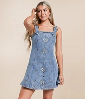 Studded Western Denim Mini Dress