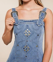 Studded Western Denim Mini Dress