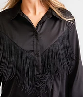Western Satin Fringe Blouse