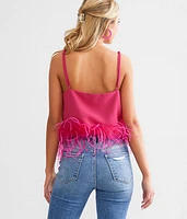 Embellished Feather Cropped Tank Top