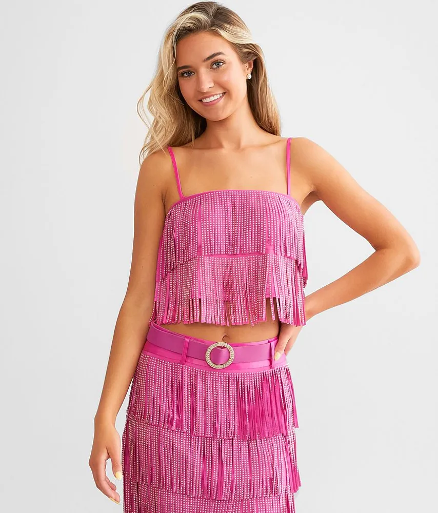 Pink Fringe Tank Large