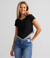 Rhinestone Fringe Cropped Top