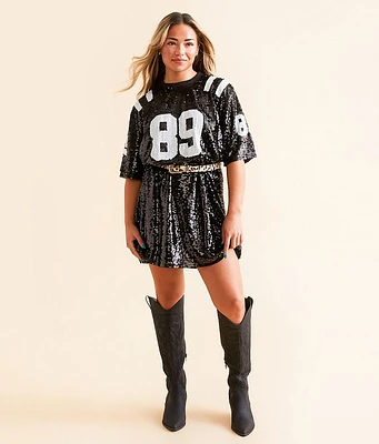 DH Apparel 89 Sequin Varsity T-Shirt Dress