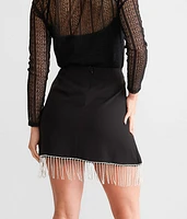 Rhinestone Fringe Surplice Skirt